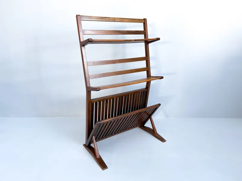 Pamono Vintage Walnut Bookshelf and Magazine Rack, 1960s> Shelves & Wall Units