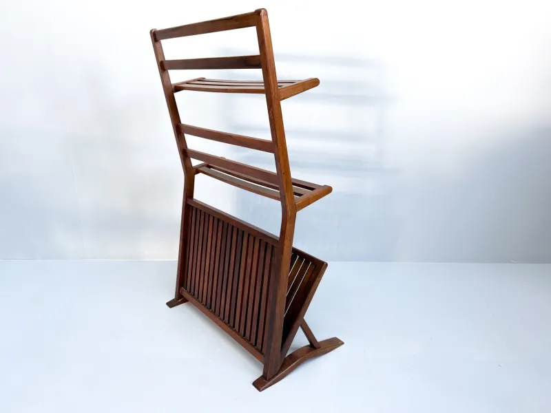 Pamono Vintage Walnut Bookshelf and Magazine Rack, 1960s> Shelves & Wall Units
