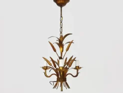 Pamono Vintage Wheat Ear Chandelier in Gilt Metal from Masca, 1970s> Ceiling Lights