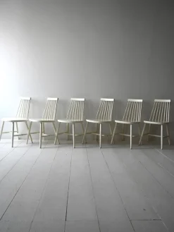 Pamono Vintage White Pinstolar Chairs, 1960s, Set of 6> Garden Seating