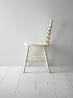 Pamono Vintage White Pinstolar Chairs, 1960s, Set of 6><noscript><img width=