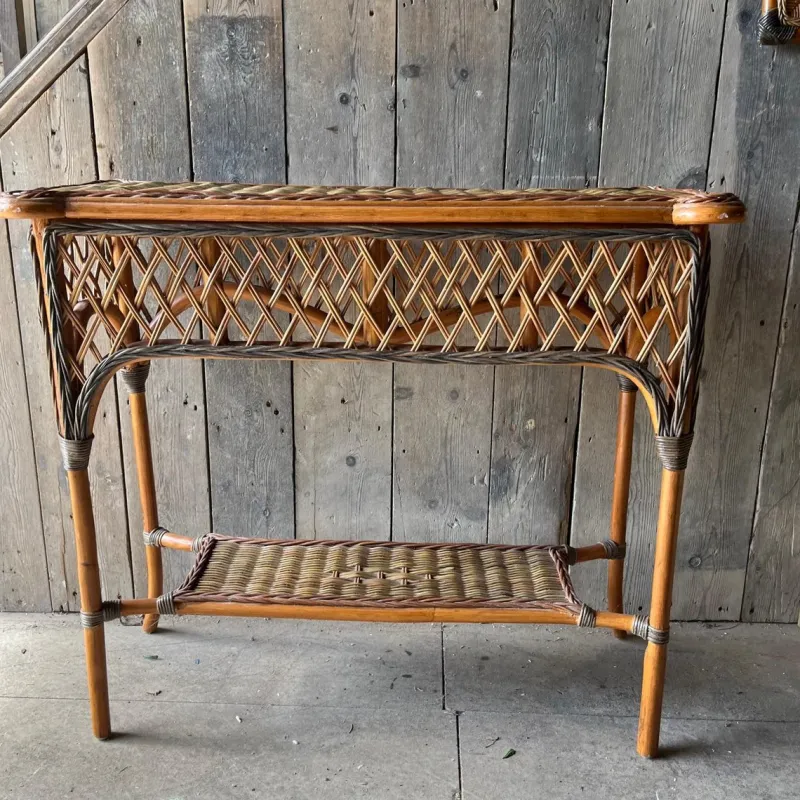Pamono Vintage Wicker 2 Tier Console Table> Console Tables