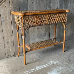 Pamono Vintage Wicker 2 Tier Console Table><noscript><img width=