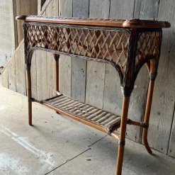 Pamono Vintage Wicker 2 Tier Console Table><noscript><img width=