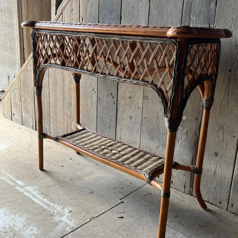 Pamono Vintage Wicker 2 Tier Console Table> Console Tables