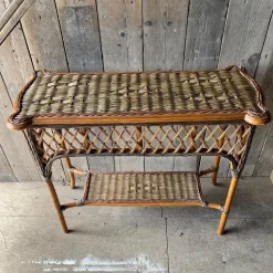 Pamono Vintage Wicker 2 Tier Console Table><noscript><img width=