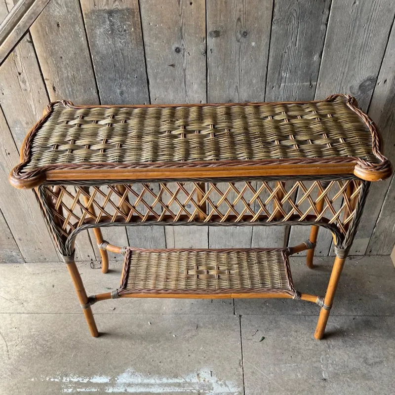 Pamono Vintage Wicker 2 Tier Console Table> Console Tables
