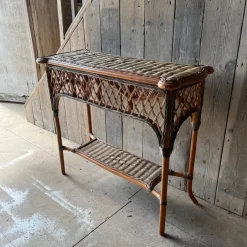 Pamono Vintage Wicker 2 Tier Console Table><noscript><img width=