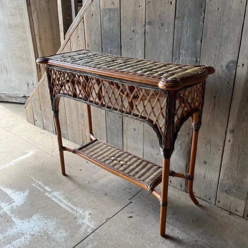 Pamono Vintage Wicker 2 Tier Console Table> Console Tables