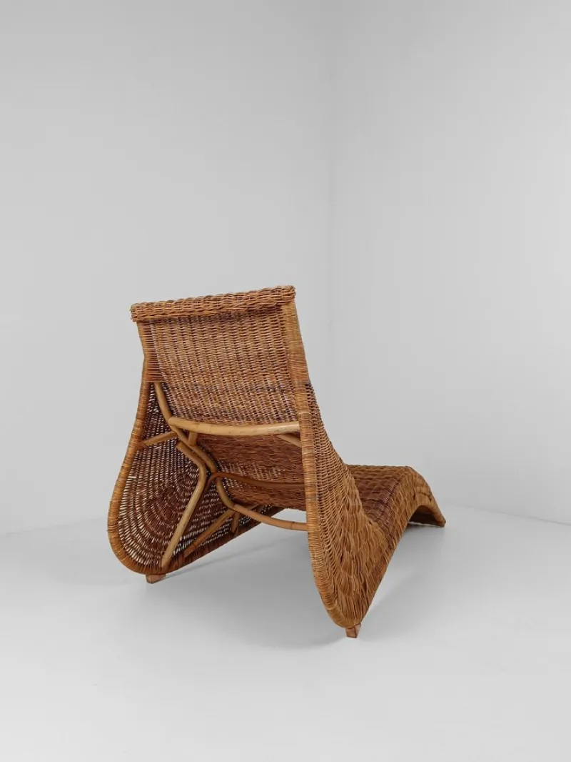 Clearance Pamono Vintage Wicker Karlskrona Chaise Longue attributed to Carl Öjerstam for Ikea, 1990s