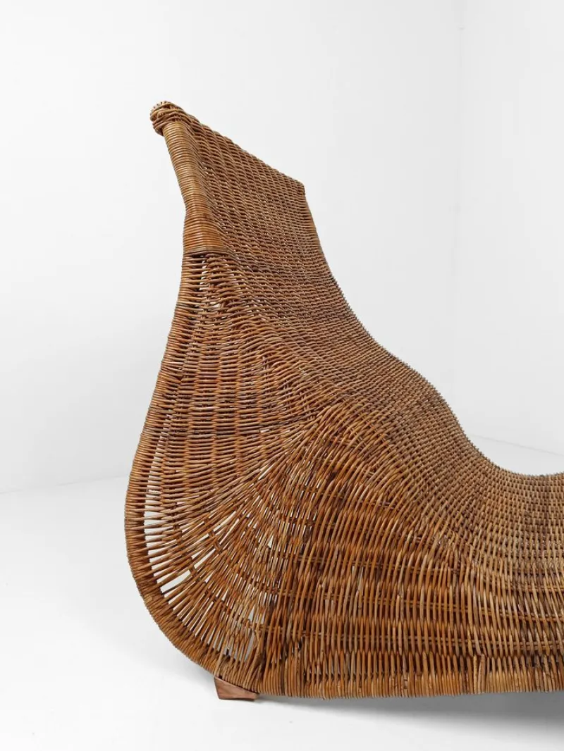 Clearance Pamono Vintage Wicker Karlskrona Chaise Longue attributed to Carl Öjerstam for Ikea, 1990s