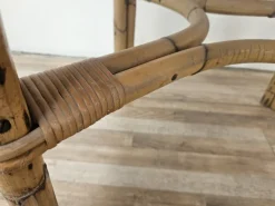 Pamono Vintage Wicker Outdoor Table and Chairs, 1970s, Set of 3><noscript><img width=