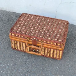 Pamono Vintage Wicker Picnic Case, 1940, Set of 22> Trunks Crates & Baskets