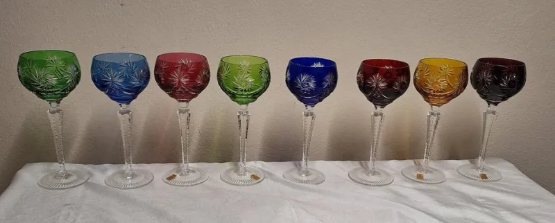 Hot Pamono Vintage Wine Glasses in Cut Crystal Glass by Nachtmann, 1970s, Set of 8