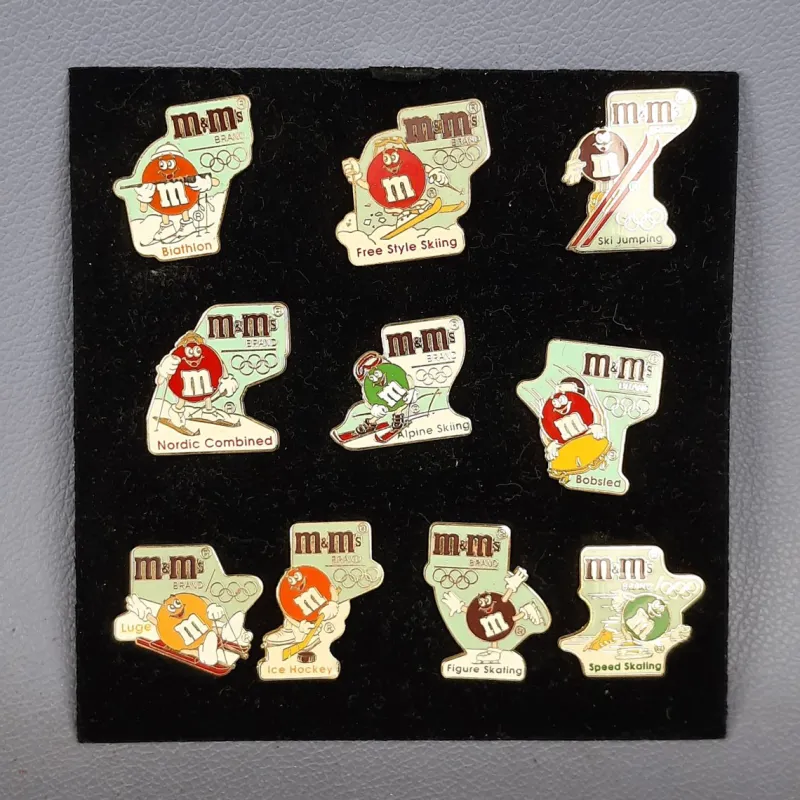 Sale Pamono Vintage Winter Olympic Games Pin Set Limited Edition N.10 from M&Ms, 1992, Set of 10