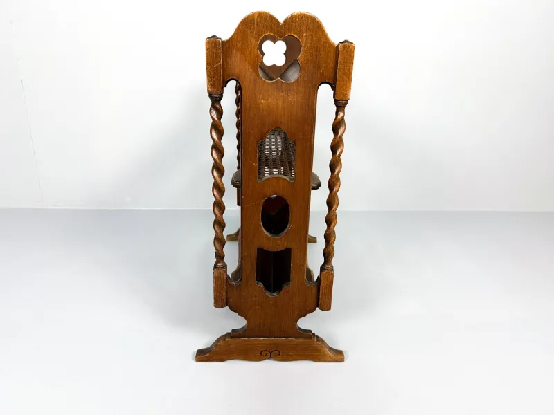 Clearance Pamono Vintage Wood and Rattan Magazine Rack