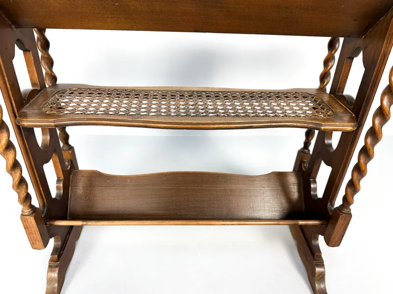 Clearance Pamono Vintage Wood and Rattan Magazine Rack