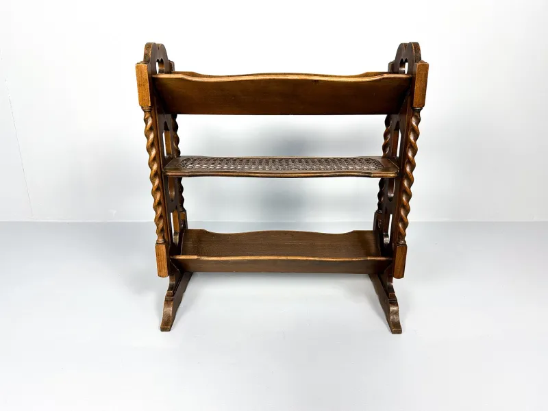 Clearance Pamono Vintage Wood and Rattan Magazine Rack