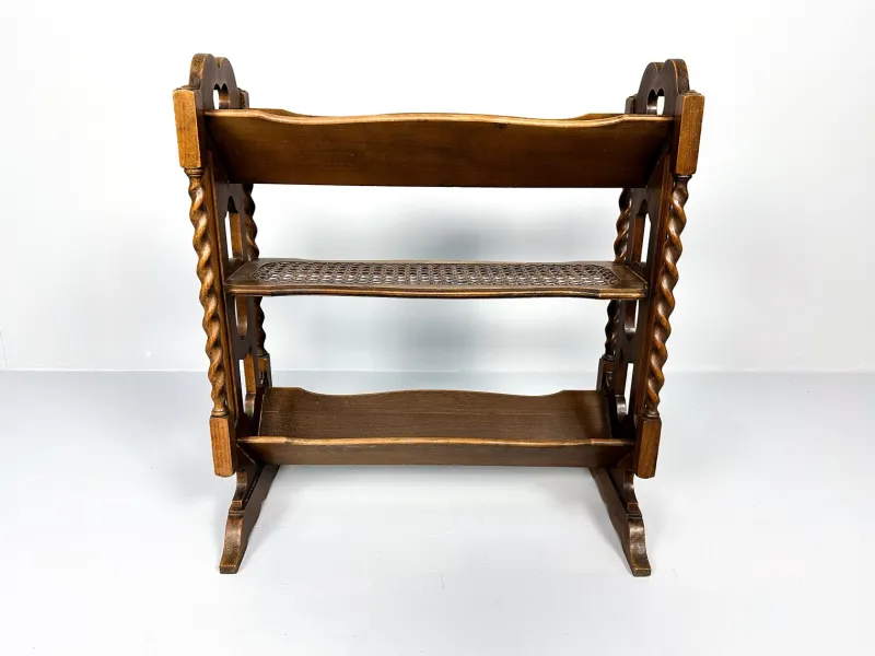 Clearance Pamono Vintage Wood and Rattan Magazine Rack