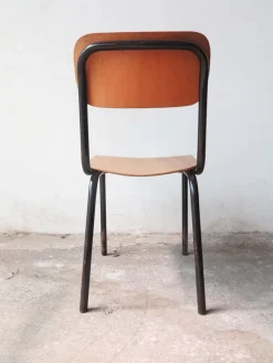 Discount Pamono Vintage Wood and Tubular Black School Chairs, Set of 4