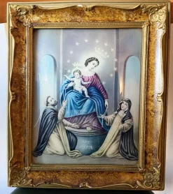 Pamono Vintage Wood Frame With Religious Painting, 1940> Mid-Century