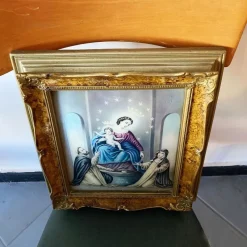 Pamono Vintage Wood Frame With Religious Painting, 1940><noscript><img width=