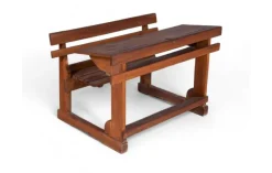 Pamono Vintage Wood School Desk with Double Seat