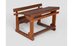Pamono Vintage Wood School Desk with Double Seat