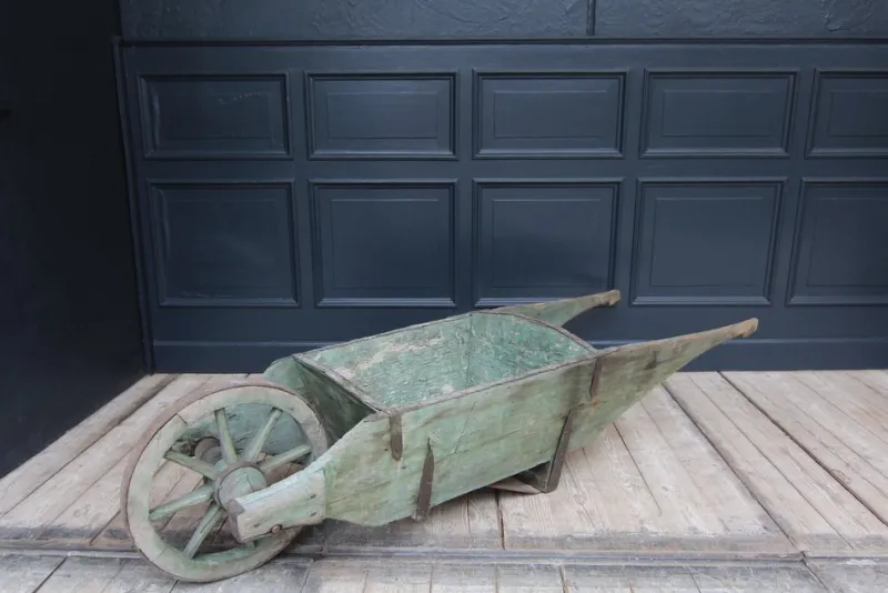Pamono Vintage Wood Wheelbarrow, 1890s> Planters And Jardiniere