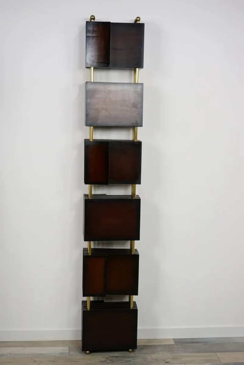 Hot Pamono Vintage Wooden and Brass Room Divider