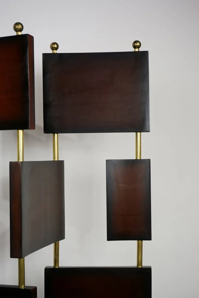 Hot Pamono Vintage Wooden and Brass Room Divider