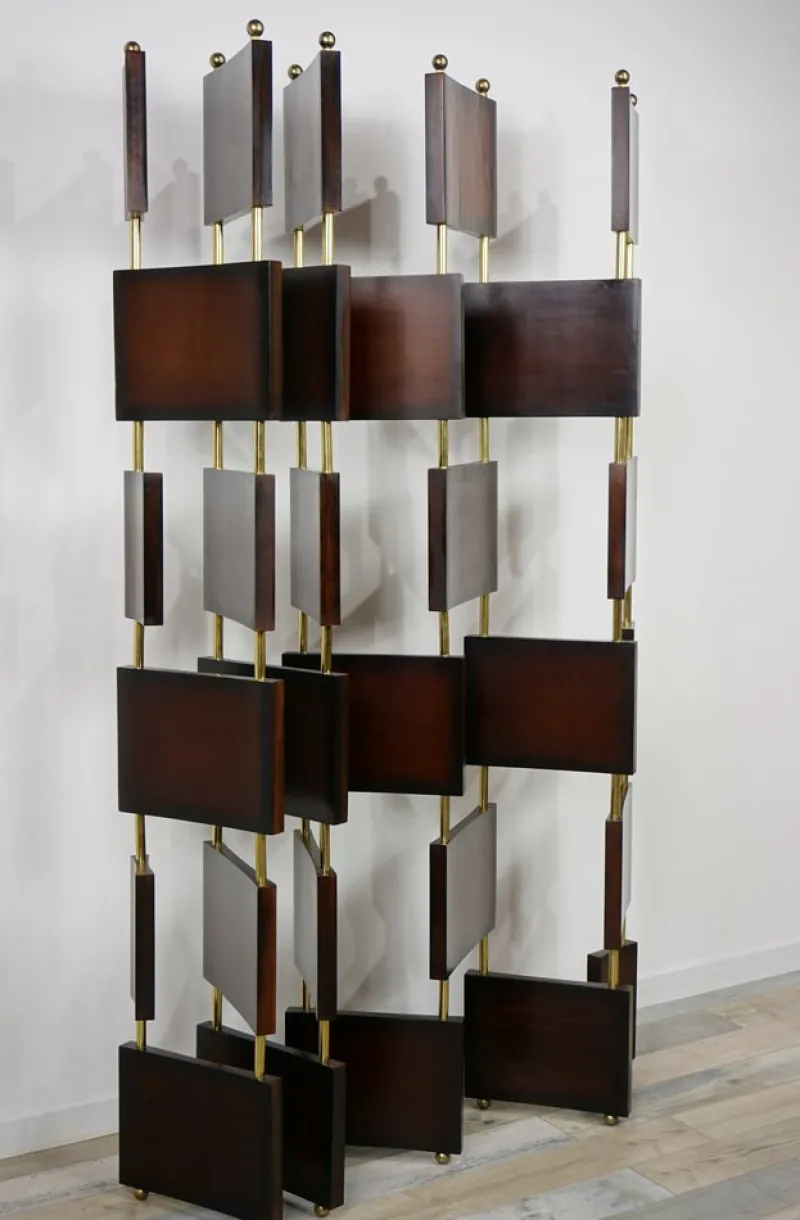 Hot Pamono Vintage Wooden and Brass Room Divider