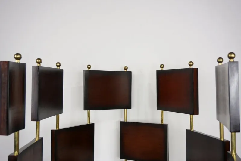 Hot Pamono Vintage Wooden and Brass Room Divider