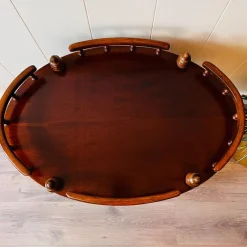 Pamono Vintage Wooden Carved Serving Trolley on Wheels, 1960s><noscript><img width=