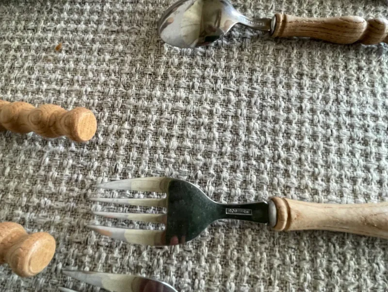 Clearance Pamono Vintage Wooden Cutlery Set, 1970s, Set of 24