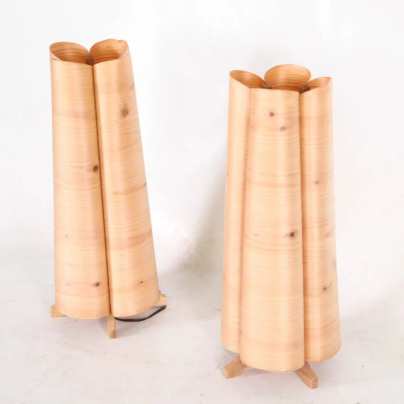 Online Pamono Vintage Wooden Lamps, 1970s, Set of 2