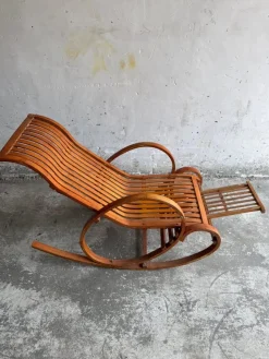Discount Pamono Vintage Wooden Rocking Chaise Longue with Circular Frame