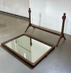 Pamono Vintage Wooden Table Mirror with Bobbin Details, 1920s><noscript><img width=