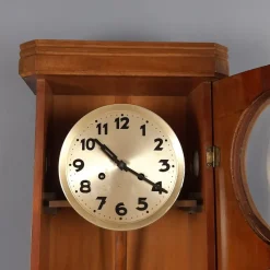 Pamono Vintage Wooden Wall Pendulum Clock with Arabic Numerals, 1960s