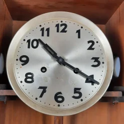 Pamono Vintage Wooden Wall Pendulum Clock with Arabic Numerals, 1960s