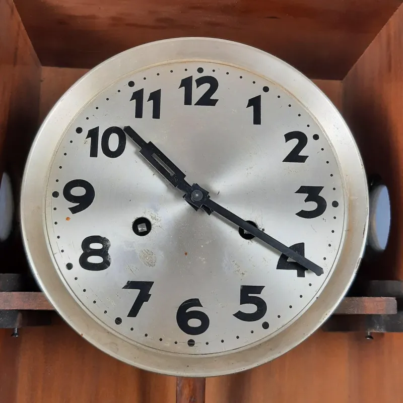 Pamono Vintage Wooden Wall Pendulum Clock with Arabic Numerals, 1960s