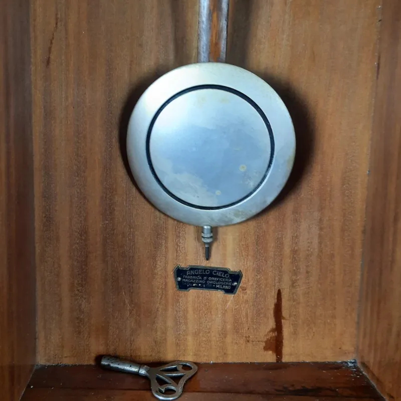 Pamono Vintage Wooden Wall Pendulum Clock with Arabic Numerals, 1960s