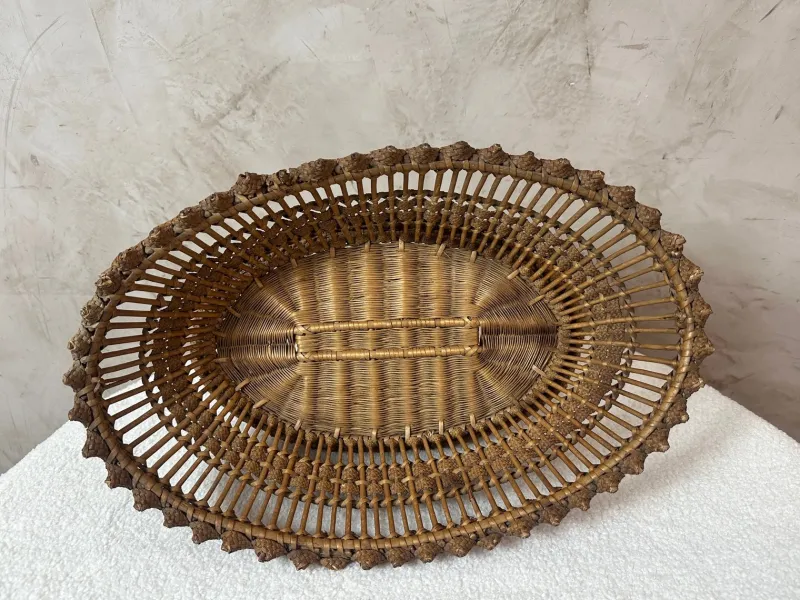 Pamono Vintage Woven Basket, 1950s> Trunks Crates & Baskets