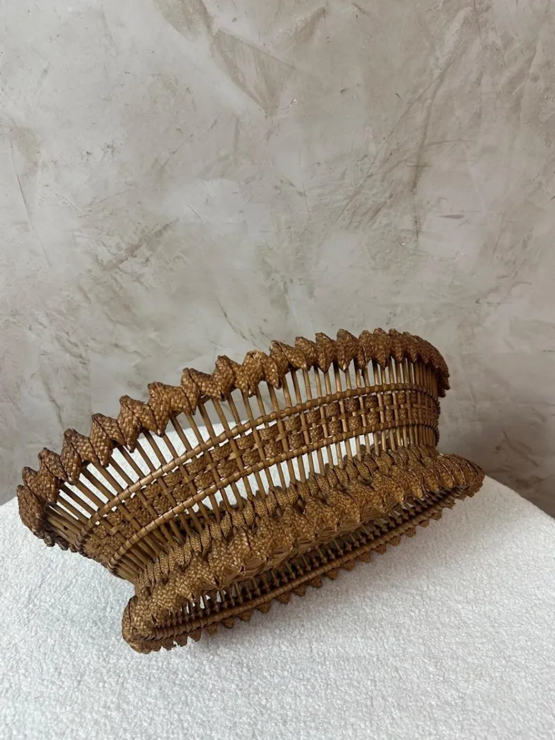 Pamono Vintage Woven Basket, 1950s> Trunks Crates & Baskets
