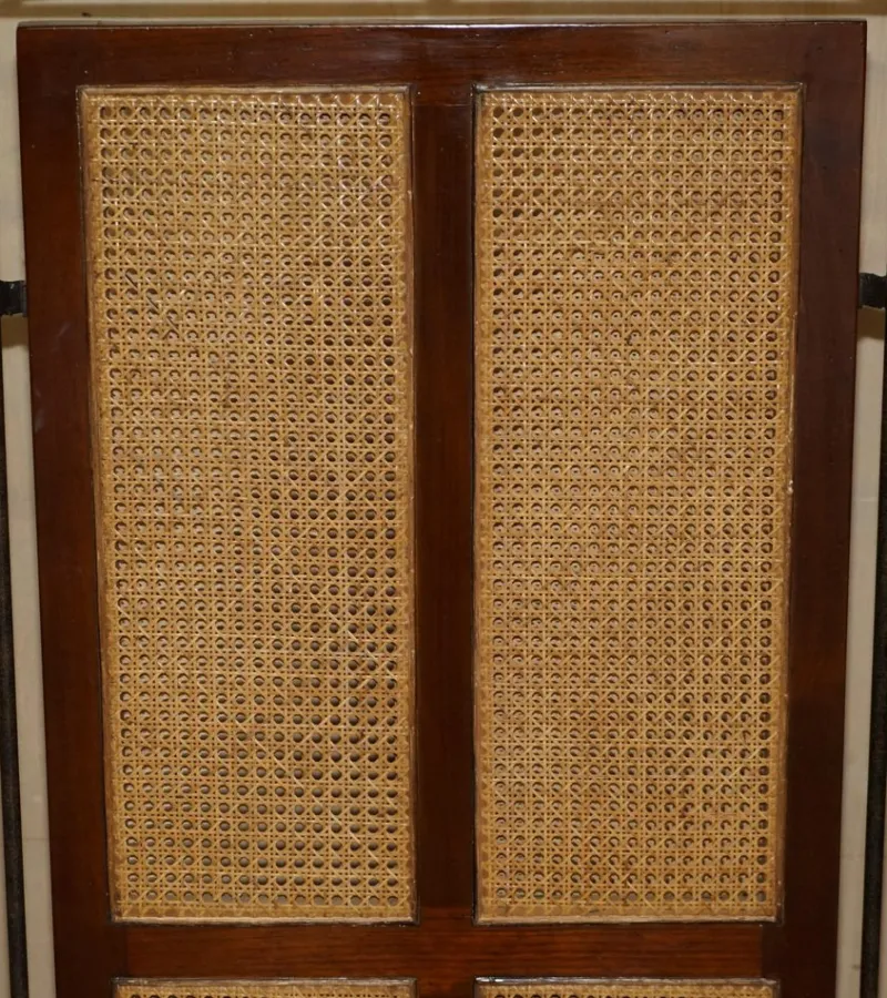 Pamono Vintage Wrought Iron, Bergere & Hardwood Triple Panel Room Divider> Room Dividers & Screens