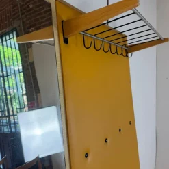 Pamono Vintage Yellow Coat Rack with Mirror, 1960s