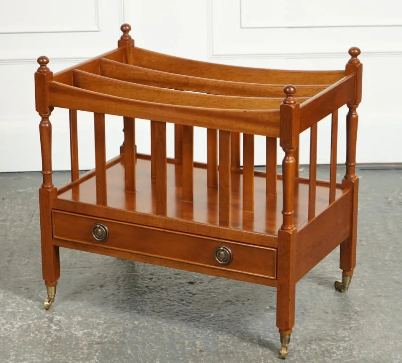 Pamono Vintage Yew Wood Canterbury Newspaper Rack> Magazine Racks