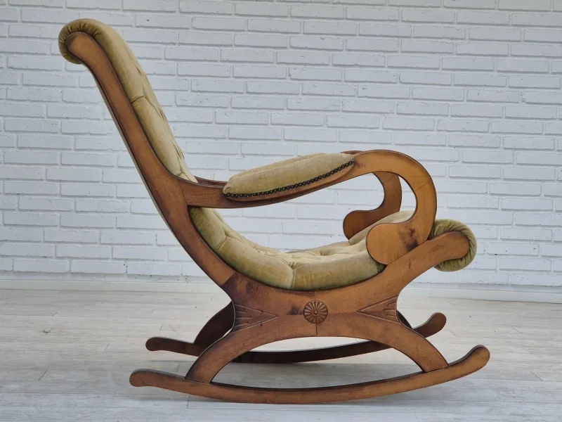 Pamono Vinttage Scandinavian Rocking Chair in Velour, 1950s> Rocking Chairs