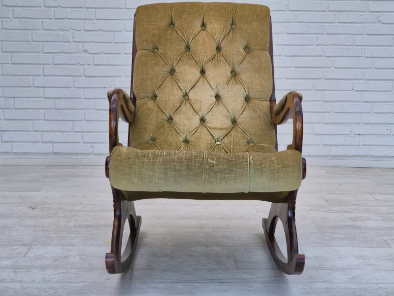 Pamono Vinttage Scandinavian Rocking Chair in Velour, 1950s> Rocking Chairs