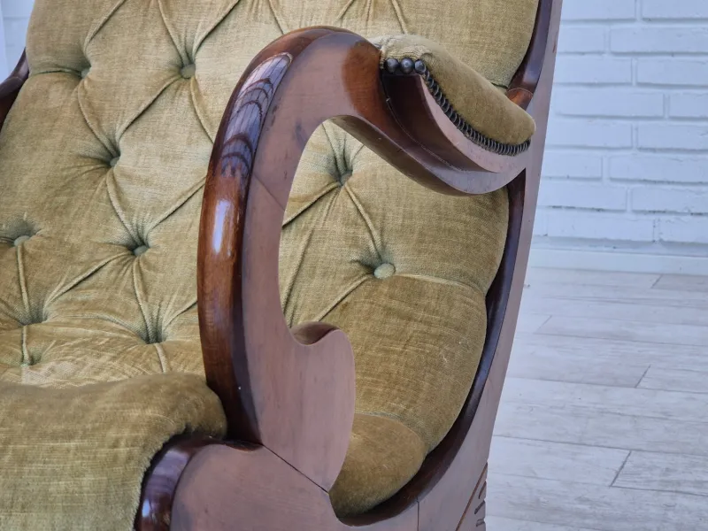 Pamono Vinttage Scandinavian Rocking Chair in Velour, 1950s> Rocking Chairs